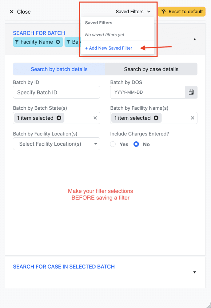 2) Click 'Saved Filters' and click 'Add New Saved Filter' and type in a name and click Save