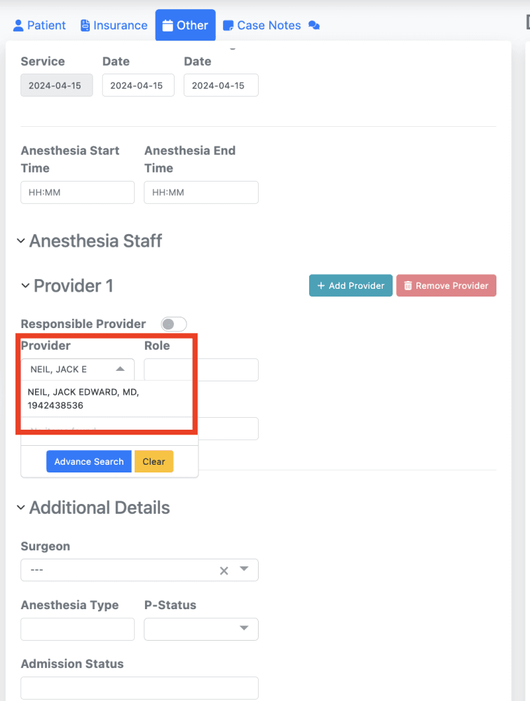 6) To confirm NPI was added in provider field by clicking the provider name and checking an NPI appears underneath in the dr…