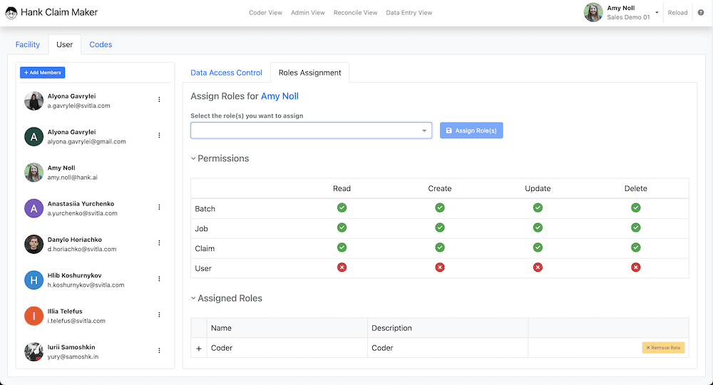 After assigning the new user the coder role – they will be able to perform all Claim Maker functions