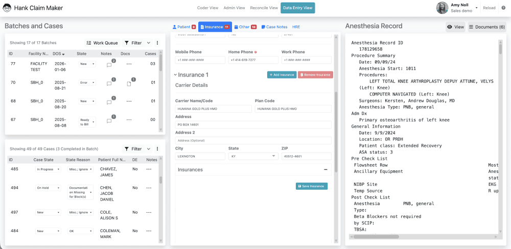 2) Find a populated insurance and then hit the save button.
