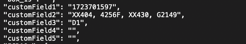 Custom Fields will be in the export as CustomField1, CustomField2 etc.