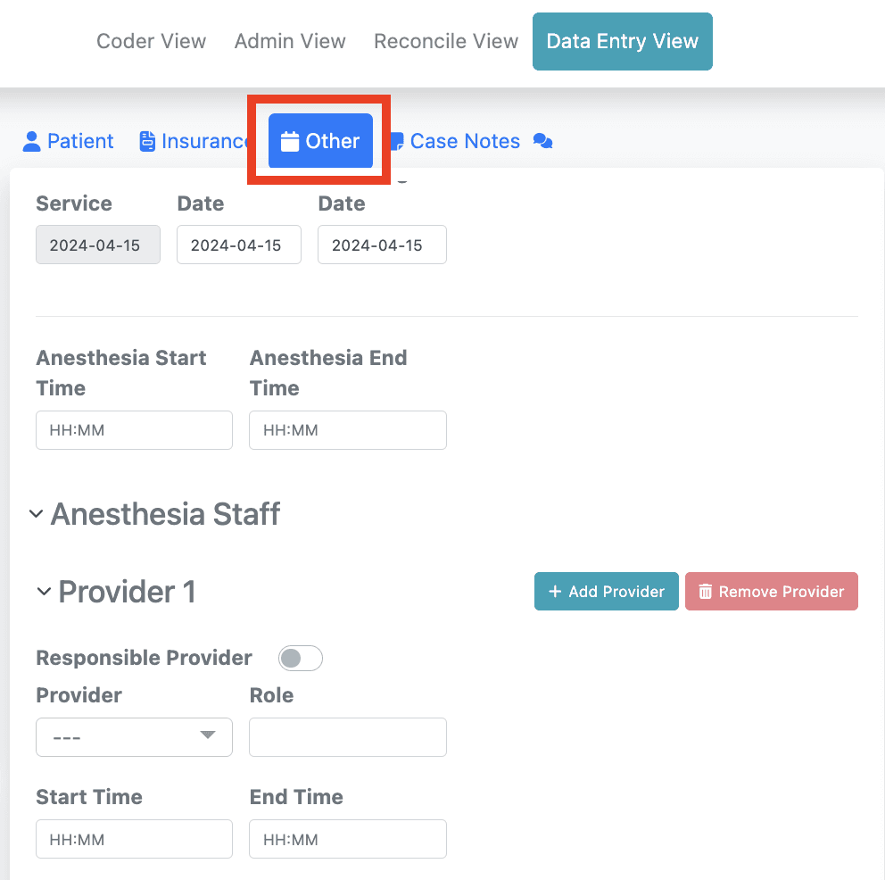 2) Click the 'other' tab and locate the provider