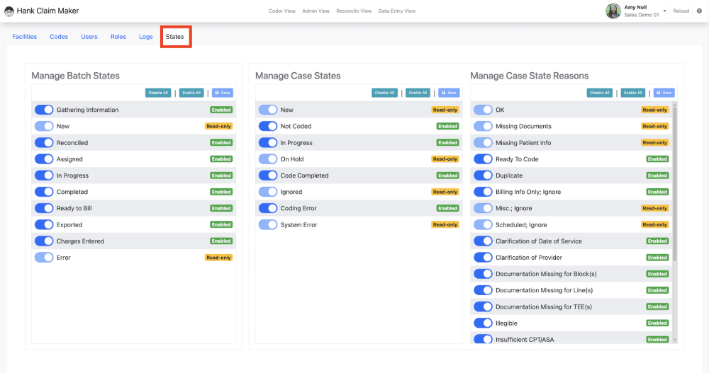 In the Admin Manager section (requires the 'Admin Role') there is a section where you can turn on or off individual Batch St…