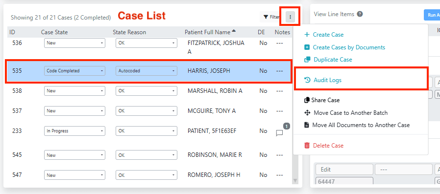 There is an option to export the case audit log in the audit log pane.