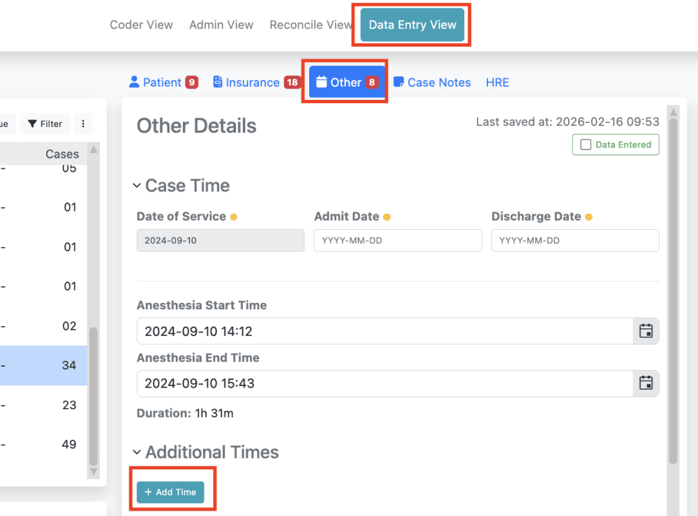 1) Select 'Add Time' and enter the date/time