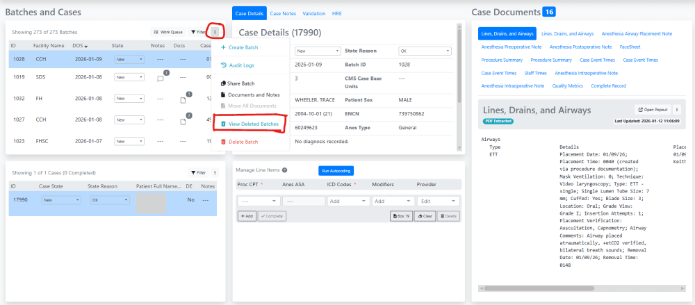 Select 'View Deleted Batches'