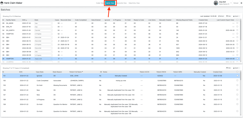 To locate all export options – log in and navigate to the 'Admin' section