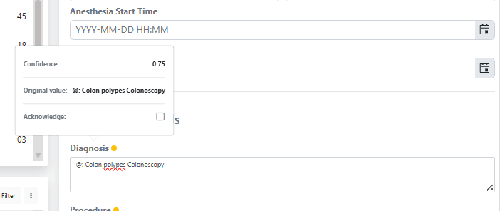 When you click a data label in the Data Entry view – you will be able to see the Confidence value on the extracted value- if…