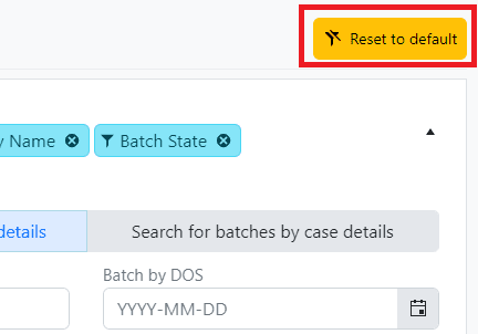 To clear filters, simply select the yellow 'Reset to Default' button