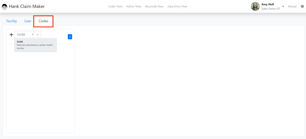 Navigate to the 'Codes' tab and search for the CPT code to attach ASA codes