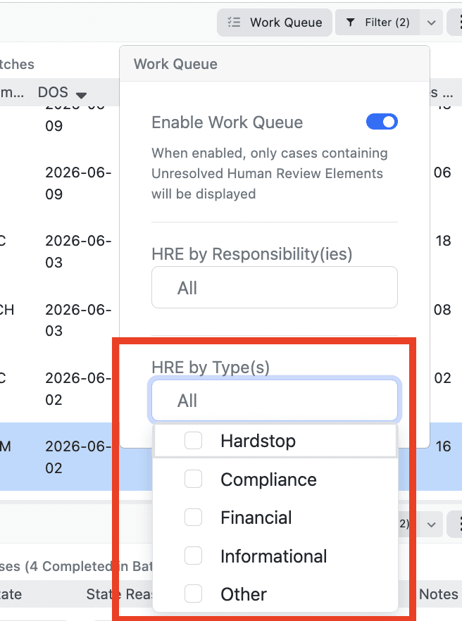 HRE Role and HRE Responsibility to help you further filter down work that is your responsibility.