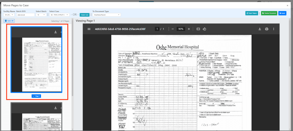 2) Select the pages to split