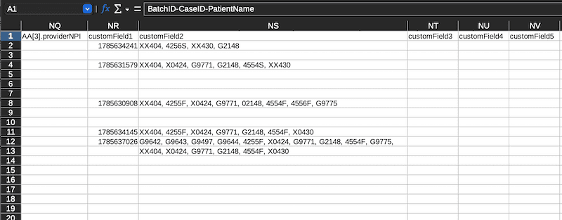 Custom Fields will be in the export as CustomField1, CustomField2 etc.